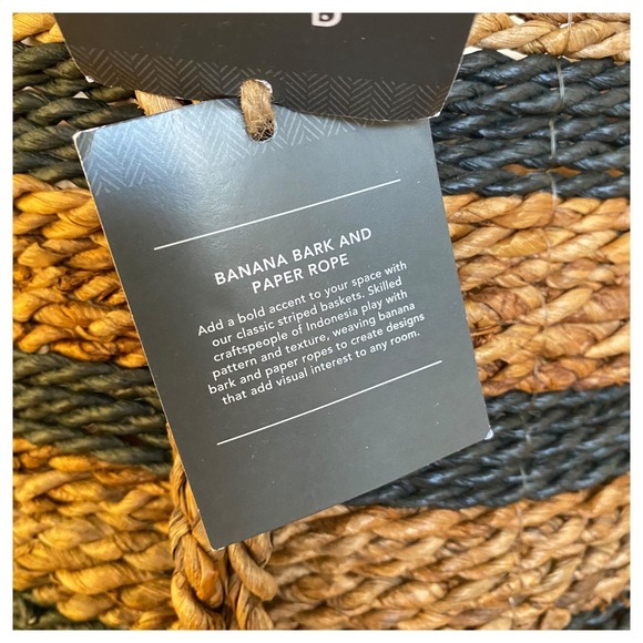 NEW Threshold Tall Woven Striped Basket With Handles Black Natural - Picture 8 of 8